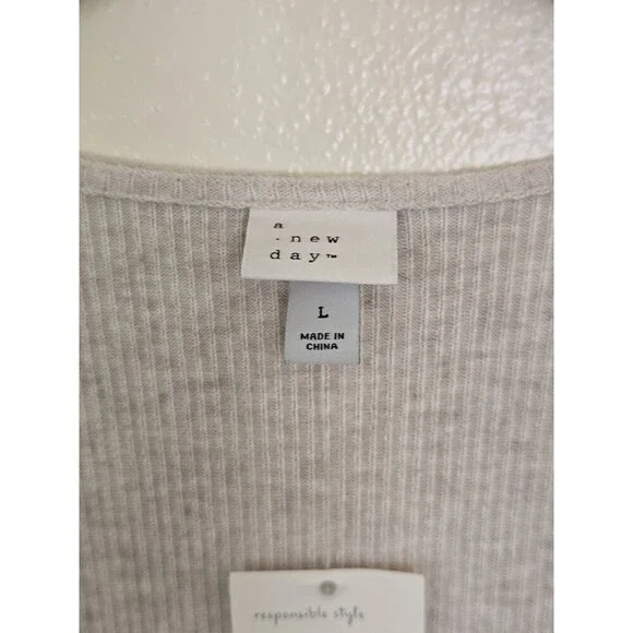 A New Day Ribbed Knit Maxi Dress Long Sleeve Oatmeal Neutral Size Large - Picture 6 of 10